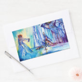 STICKER RECTANGULAIRE ROI ARTHUR, DAME DU LAC ET EXCALIBUR (Enveloppe)