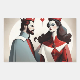 Sticker Rectangulaire Roi et reine de cœur