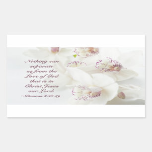 Sticker Rectangulaire Romains 8:39 Amour de Dieu Bible Orchidées Blanche