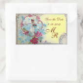 Sticker Rectangulaire ROMANTICA MONOGRAM, Enregistrer la date, Jaune (Sac)