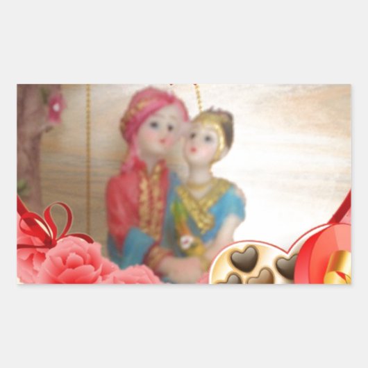 Sticker Rectangulaire Romantique Amour Coeur Art Imprimer (Devant)