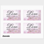 Sticker Rectangulaire Romantique Élégant rose Floral Love Mariage (Feuille)