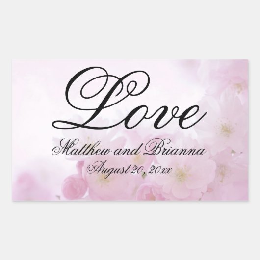 Sticker Rectangulaire Romantique Élégant rose Floral Love Mariage (Devant)