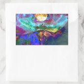 Sticker Rectangulaire Romantique élégant violet turquoise peinture de fl (Sac)