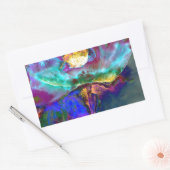 Sticker Rectangulaire Romantique élégant violet turquoise peinture de fl (Enveloppe)