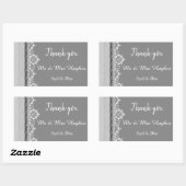 Sticker Rectangulaire Romantique gris blanc dentelle gris mariage merci (Feuille)