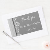 Sticker Rectangulaire Romantique gris blanc dentelle gris mariage merci (Enveloppe)