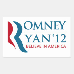 Sticker Rectangulaire Romney / Ryan 2012 pour le président et vice-prési