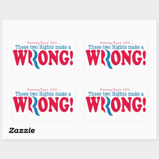 Sticker Rectangulaire Romney Ryan Wrong (Feuille)