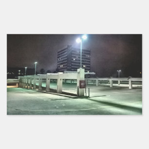 Sticker Rectangulaire Rooftop Parking Structure at Night - HDR