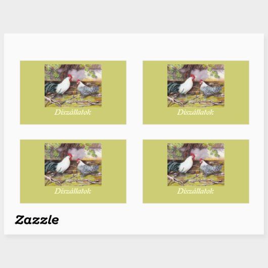 Sticker Rectangulaire Rooster and Hen (Feuille)