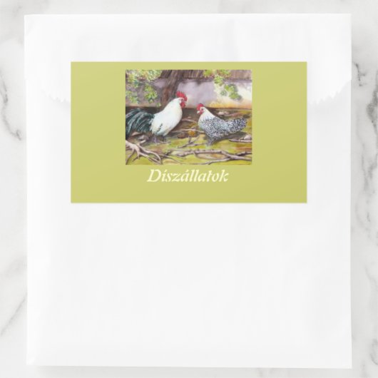 Sticker Rectangulaire Rooster and Hen (Sac)