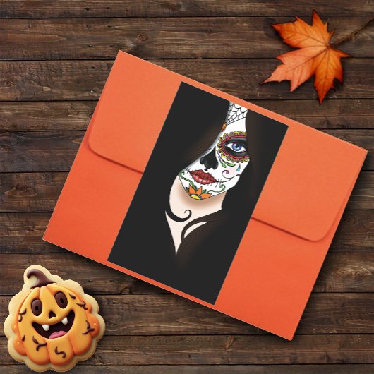 Sticker Rectangulaire Rosa Sugar Skull Portrait