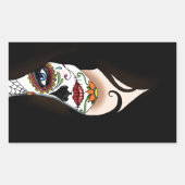 Sticker Rectangulaire Rosa Sugar Skull Portrait (Devant)