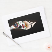 Sticker Rectangulaire Rosa Sugar Skull Portrait (Enveloppe)