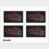 STICKER RECTANGULAIRE ROSE (Feuille)