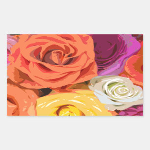 Sticker Rectangulaire Rose