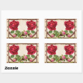 Sticker Rectangulaire Rose ancienne vintage victorienne antique (Feuille)