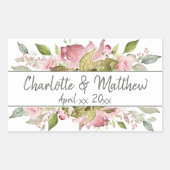 Sticker Rectangulaire Rose Aquarelle Mariage rose pâle (Devant)