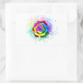 Sticker Rectangulaire Rose arc-en-ciel coloré (Sac)