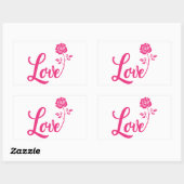 Sticker Rectangulaire Rose Beau amour Rose (Feuille)