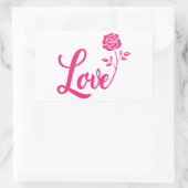 Sticker Rectangulaire Rose Beau amour Rose (Sac)