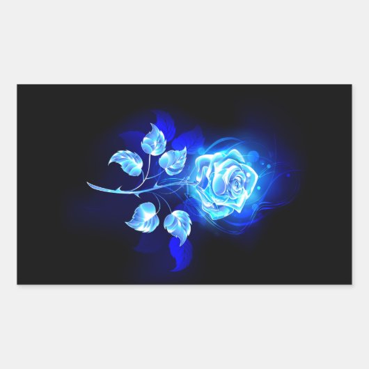 Sticker Rectangulaire Rose bleu brûlant (Devant)