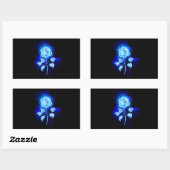 Sticker Rectangulaire Rose bleu brûlant (Feuille)