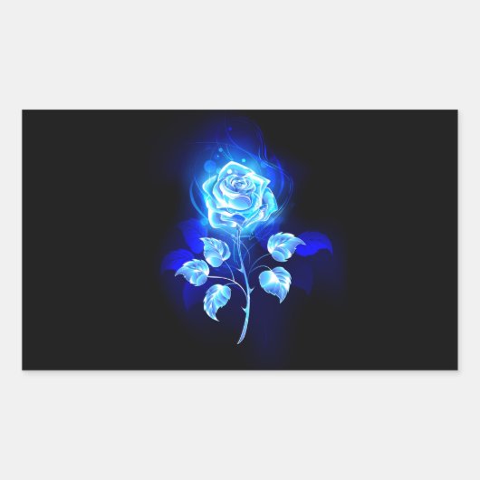 Sticker Rectangulaire Rose bleu brûlant (Devant)