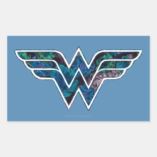 Sticker Rectangulaire Rose bleu WW (Devant)