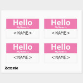 Sticker Rectangulaire Rose Bonjour Je M'appelle, <NAME> (Feuille)