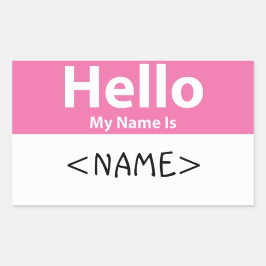 Sticker Rectangulaire Rose Bonjour Je M'appelle, <NAME> (Devant)