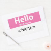 Sticker Rectangulaire Rose Bonjour Je M'appelle, <NAME> (Enveloppe)