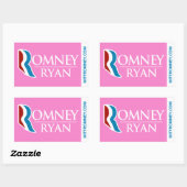 Sticker Rectangulaire Rose d'autocollant de logo de Romney Ryan (Feuille)