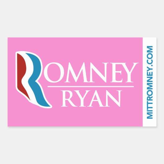 Sticker Rectangulaire Rose d'autocollant de logo de Romney Ryan (Devant)