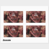 Sticker Rectangulaire Rose de Bourgogne avec Palm Feuille Produit Logo É (Feuille)