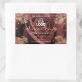 Sticker Rectangulaire Rose de Bourgogne avec Palm Feuille Produit Logo É (Sac)