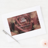 Sticker Rectangulaire Rose de Bourgogne avec Palm Feuille Produit Logo É (Enveloppe)