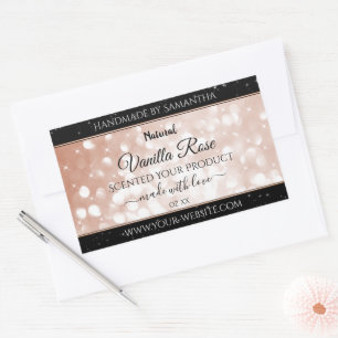 Sticker Rectangulaire Rose de luxe Parties scintillant or produits embal
