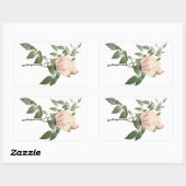 Sticker Rectangulaire rose de thé parfumé par Redouté (Feuille)