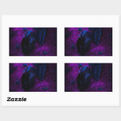 Sticker Rectangulaire Rose éffrayant en matière noire, araignées noires (Feuille)