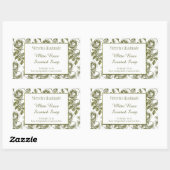 Sticker Rectangulaire Rose en or blanc et Faux Etching savon modifiable (Feuille)