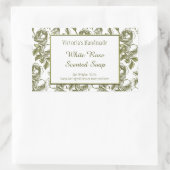 Sticker Rectangulaire Rose en or blanc et Faux Etching savon modifiable (Sac)