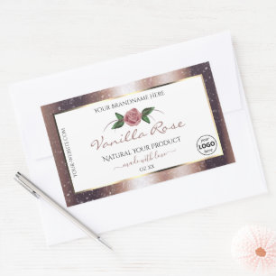 Sticker Rectangulaire Rose Floral Parties scintillant or Blanc Produit É