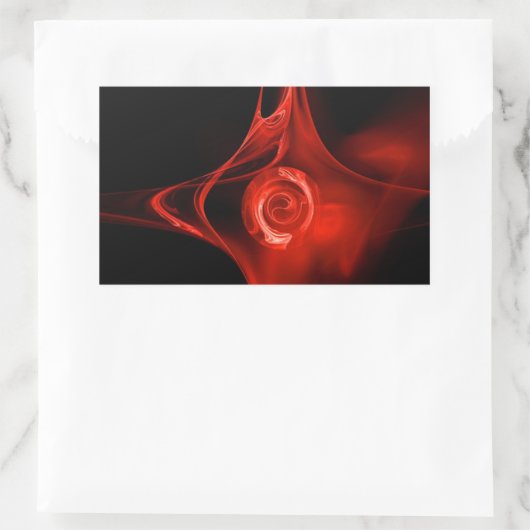Sticker Rectangulaire ROSE FRACTAL, rouge, noir (Sac)