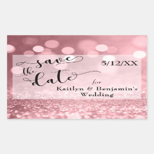 Sticker Rectangulaire Rose Gold Parties scintillant Bokeh & Typography E