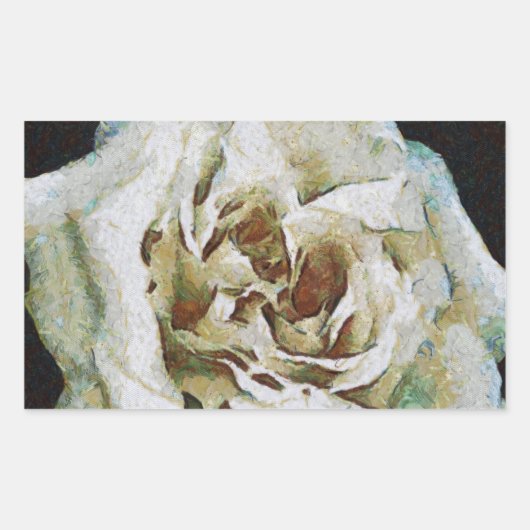 Sticker Rectangulaire Rose impressionniste isolé sur noir (Devant)