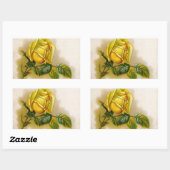 Sticker Rectangulaire Rose jaune Antique Vintage Imprimer Art (Feuille)