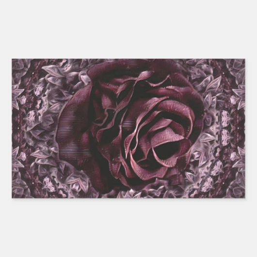 Sticker Rectangulaire Rose Mandala (Devant)