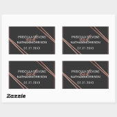 Sticker Rectangulaire Rose noir moderne simple or chic Mariage linéaire (Feuille)